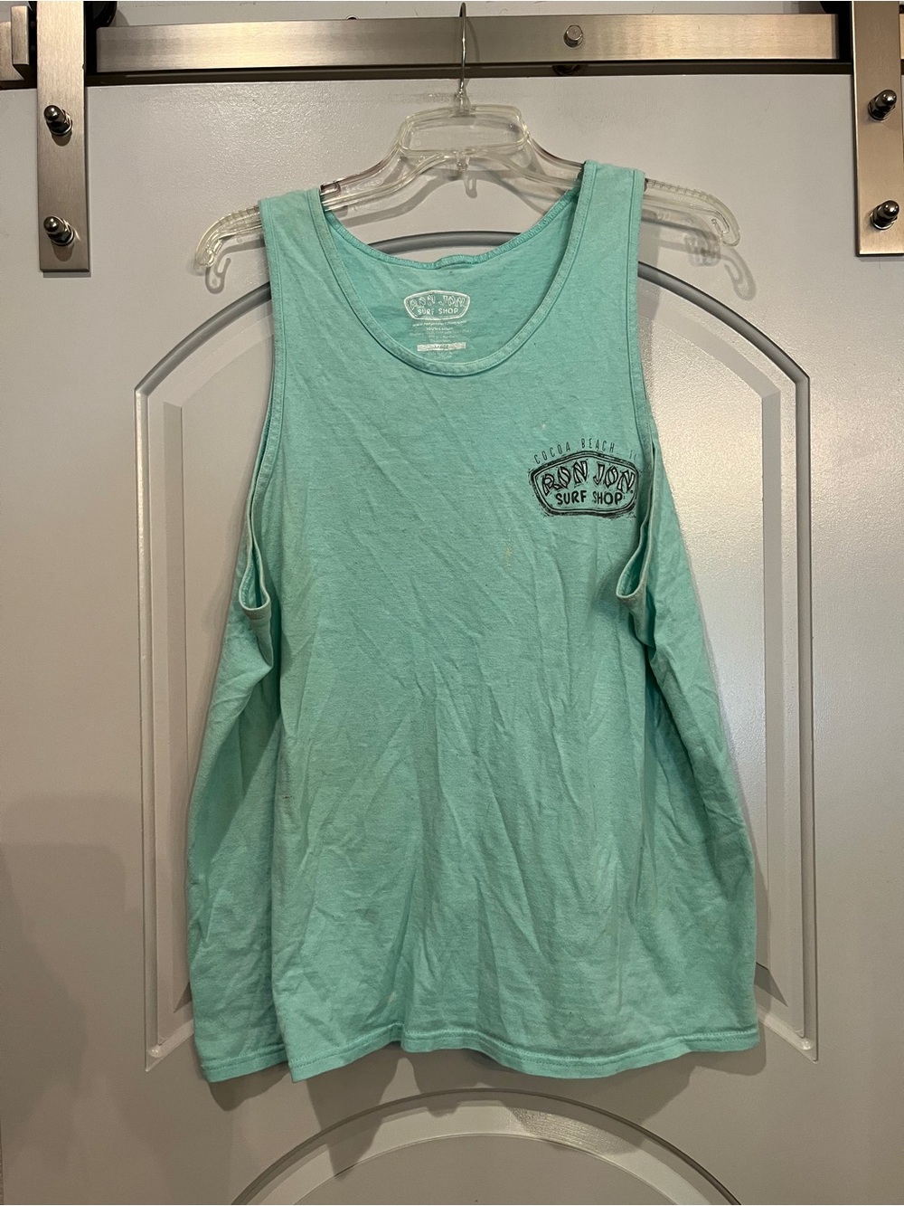 Vintage Ron Jon Surf Shop Mint Green crab graphic Tank Top. Distressed